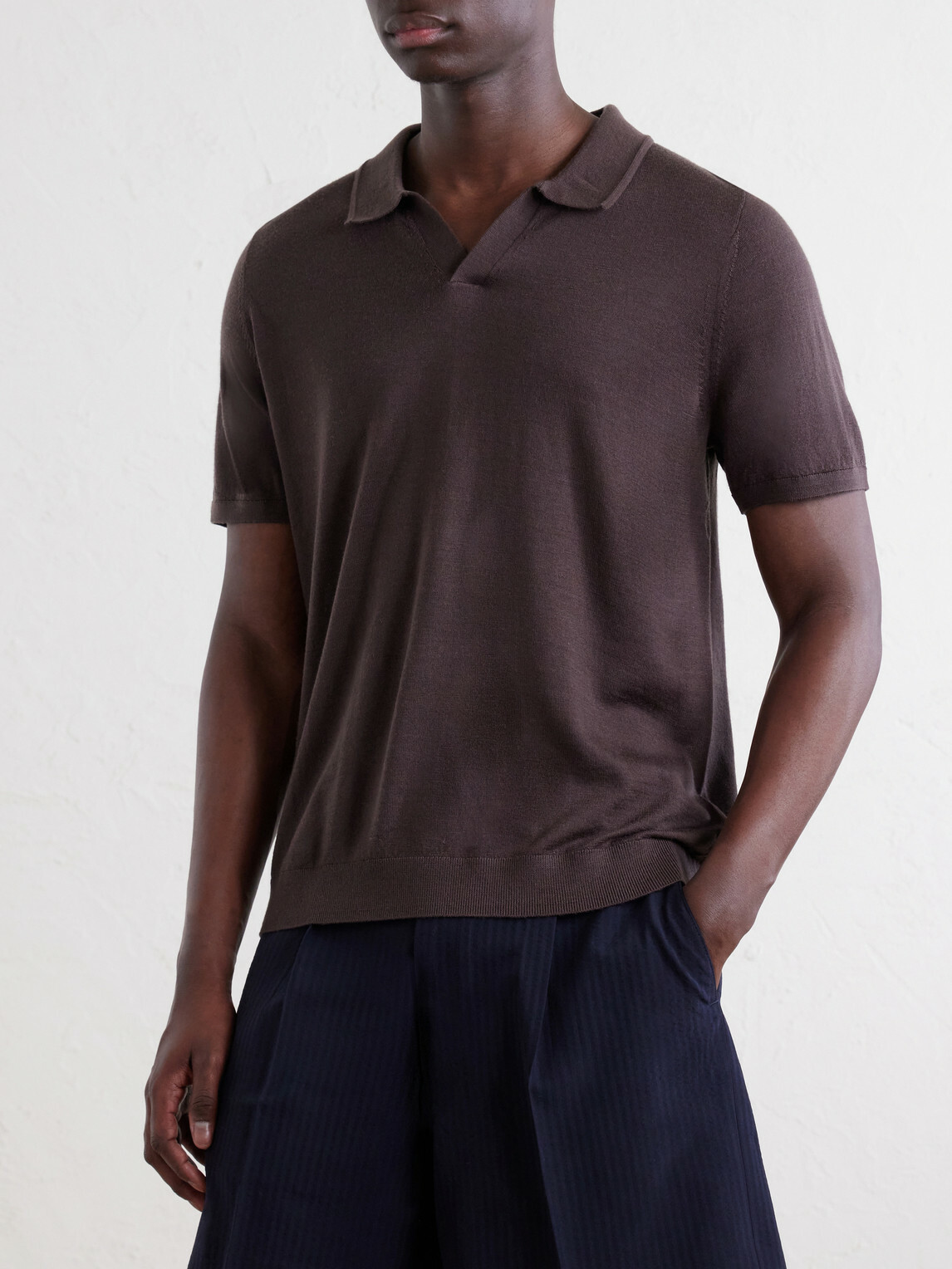 Onia - Merino Wool Polo Shirt - Brown