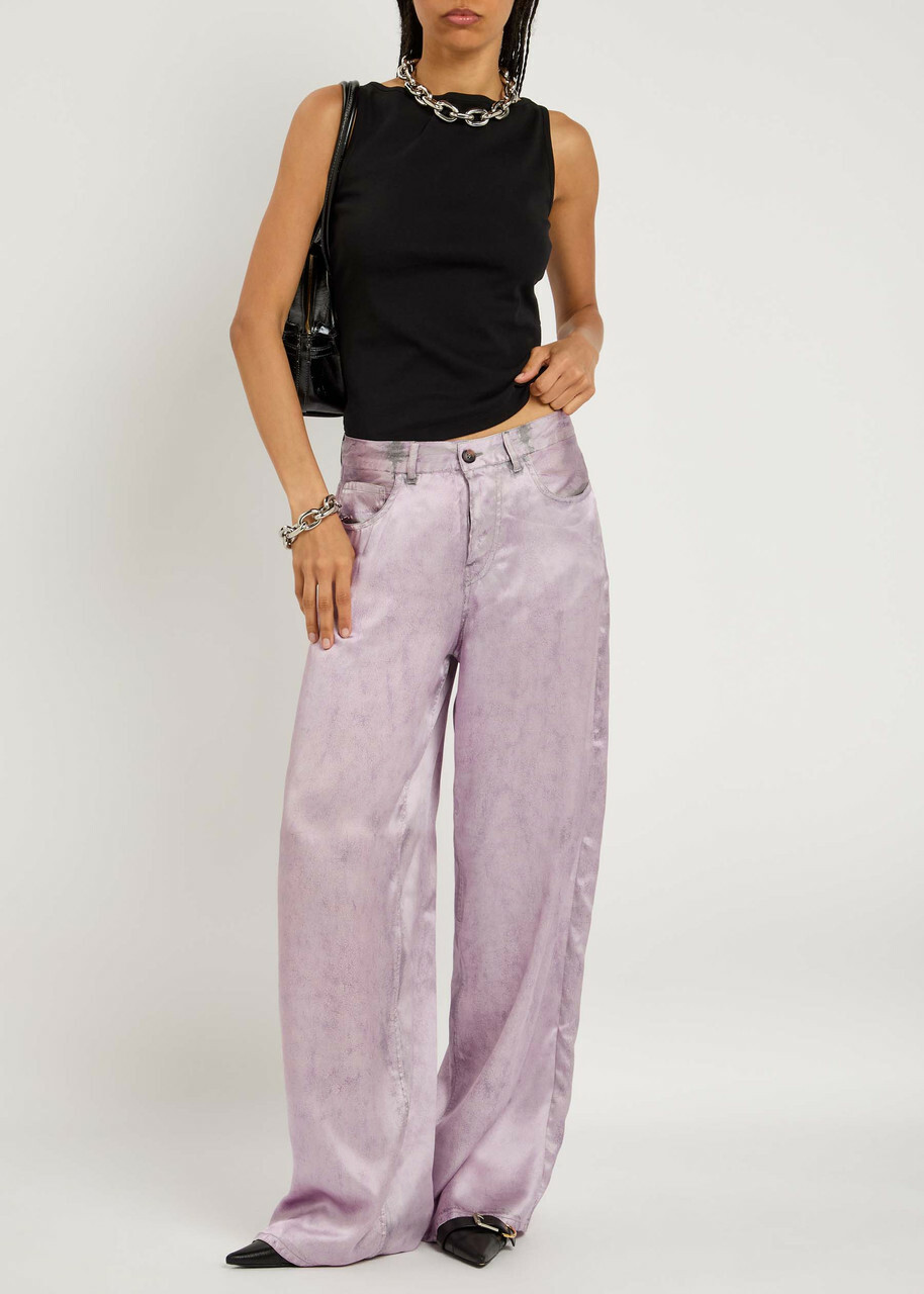 Haikure Bethany Crack Print Silk Jeans Lilac