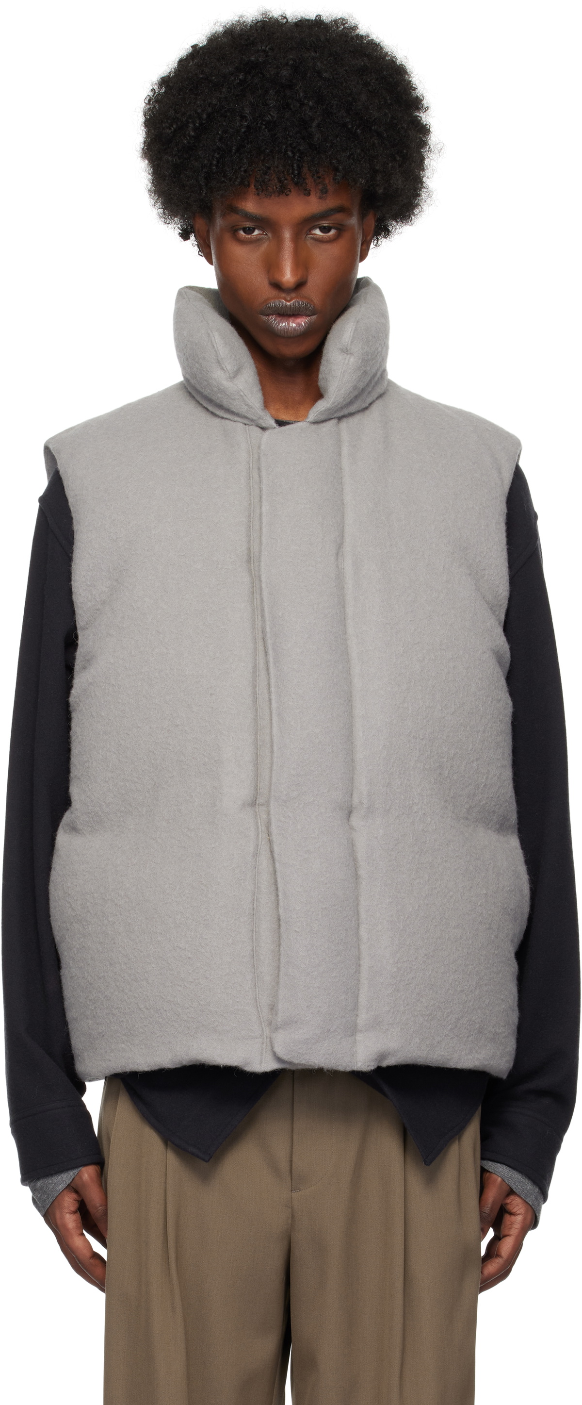 AURALEE Off-White Brushed Alpaca Wool Down Vest Auralee