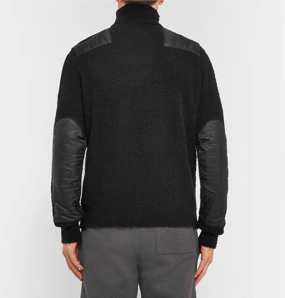 Moncler C - Shell-Panelled Wool-Blend Bouclé Rollneck Sweater - Men - Black