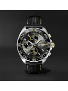TAG Heuer - Formula 1 x Senna Chronograph 44mm Stainless Steel and Leather Watch, Ref. No. CAZ201B.FC6487 - Black