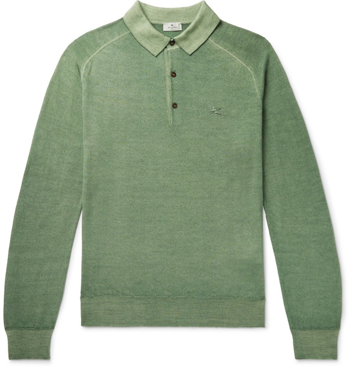 Photo: ETRO - Slim-Fit Wool Polo Shirt - Green