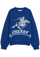 Cherry Los Angeles Won The West Intarsia Alpaca-blend Jumper Blue