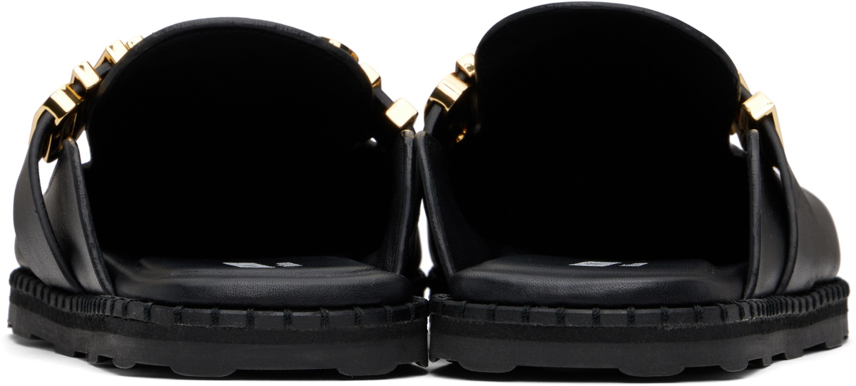 Moschino Black Lettering Logo Slip-on Loafers