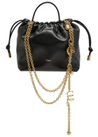 Chloe Icon Charm-embellished Drawstring Leather Pouch - Black - One Size