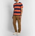 Armor Lux - Twill-Trimmed Striped Cotton-Jersey Rugby Shirt - Orange