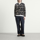 Universal Works Men's Patch Check Fleece Cardigan in Navy