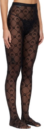 Marine Serre Black Moonogram Mesh Flock Tights