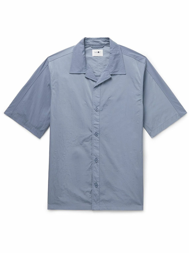 Photo: NN07 - Ole 1442 Camp-Collar Recycled-Shell Shirt - Blue