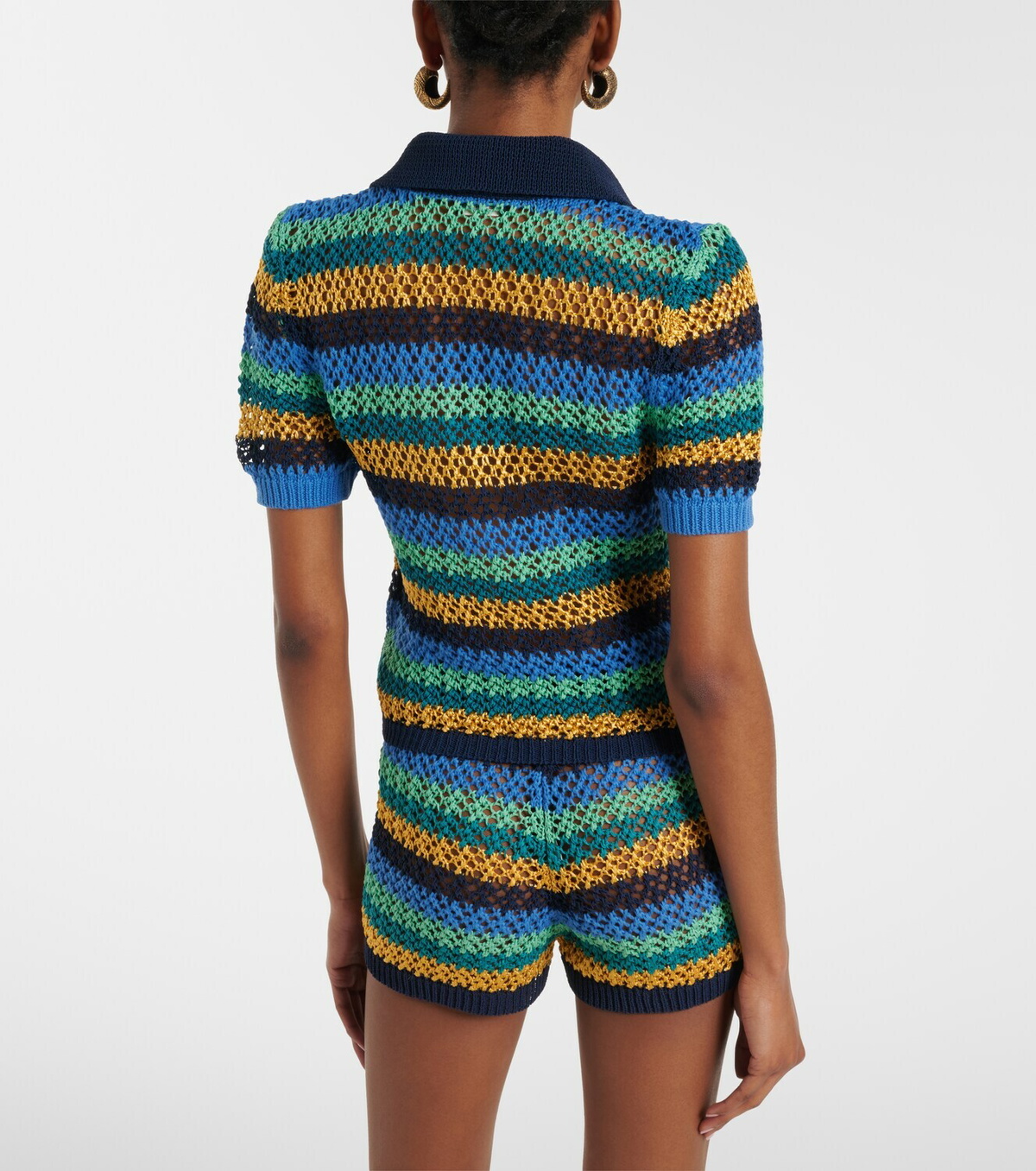 Etro Knitted striped cotton-blend crop top