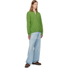 vowels Green Eyelet Knitted Zip-Up Sweater