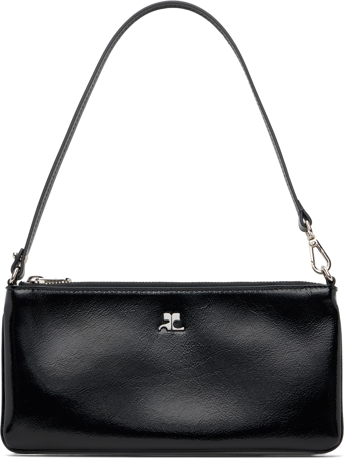 Courrèges Black Zipped Naplack Pouch