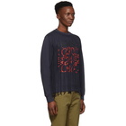 Loewe Navy Anagram Fringe Sweatshirt