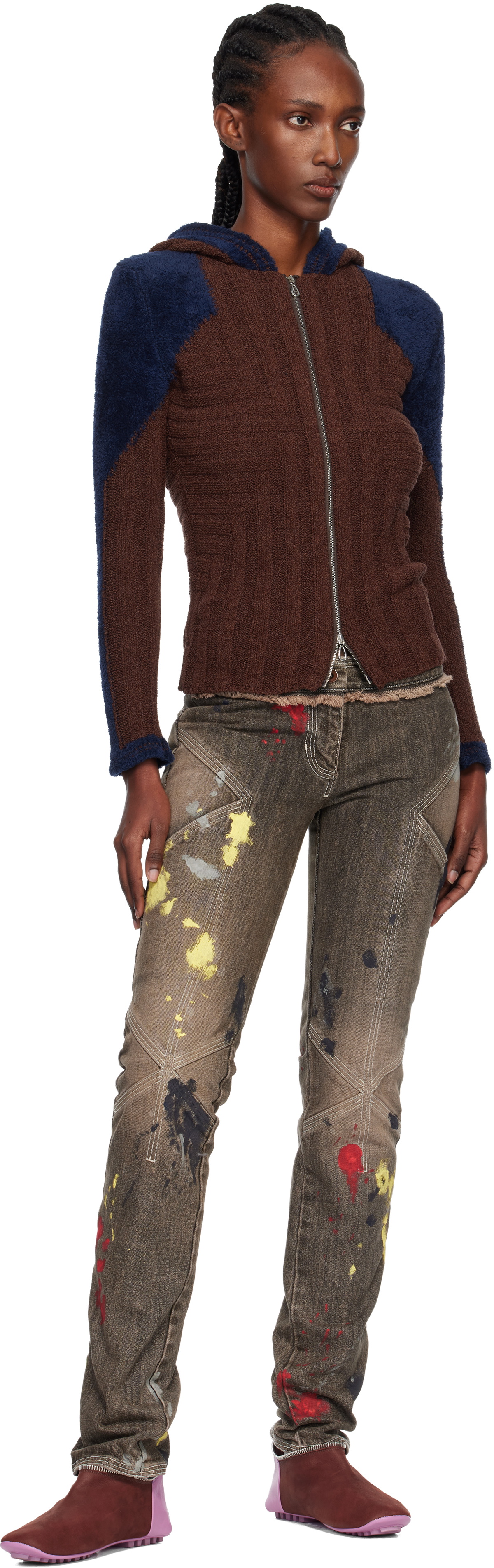 Kiko Kostadinov Brown K Painted Slim Jeans
