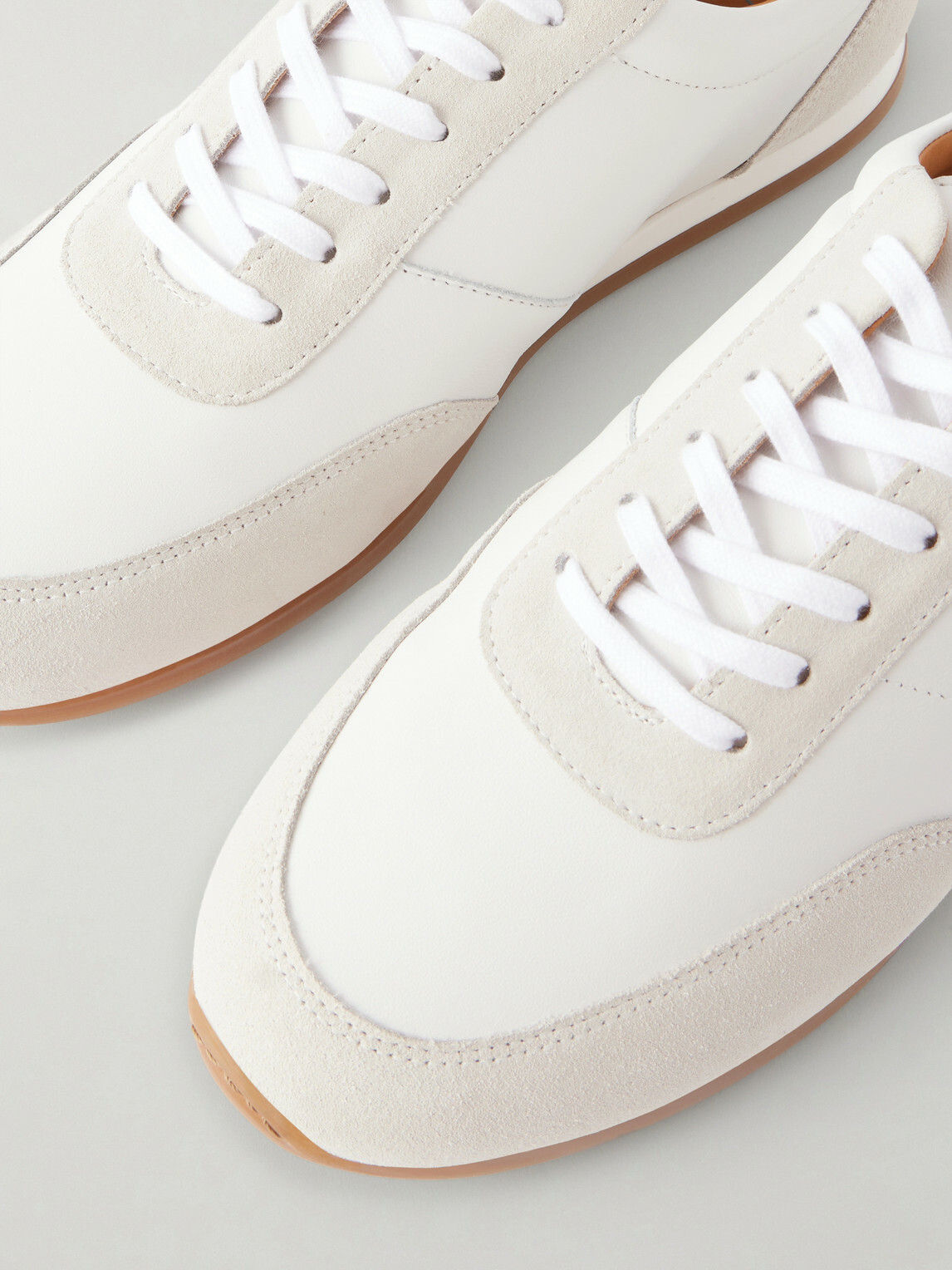 Mr P. - Suede-Trimmed Leather Sneakers - Neutrals