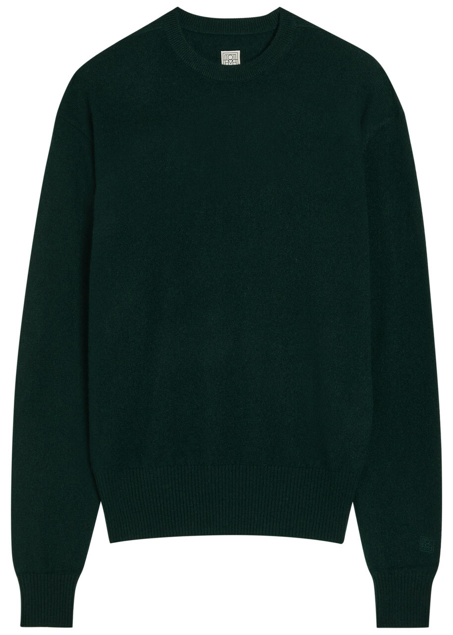 Toteme Classic Crew-neck Cashmere Knit Dark Green