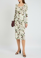 Stella Mccartney Cherry Printed Mesh Midi Skirt Cream