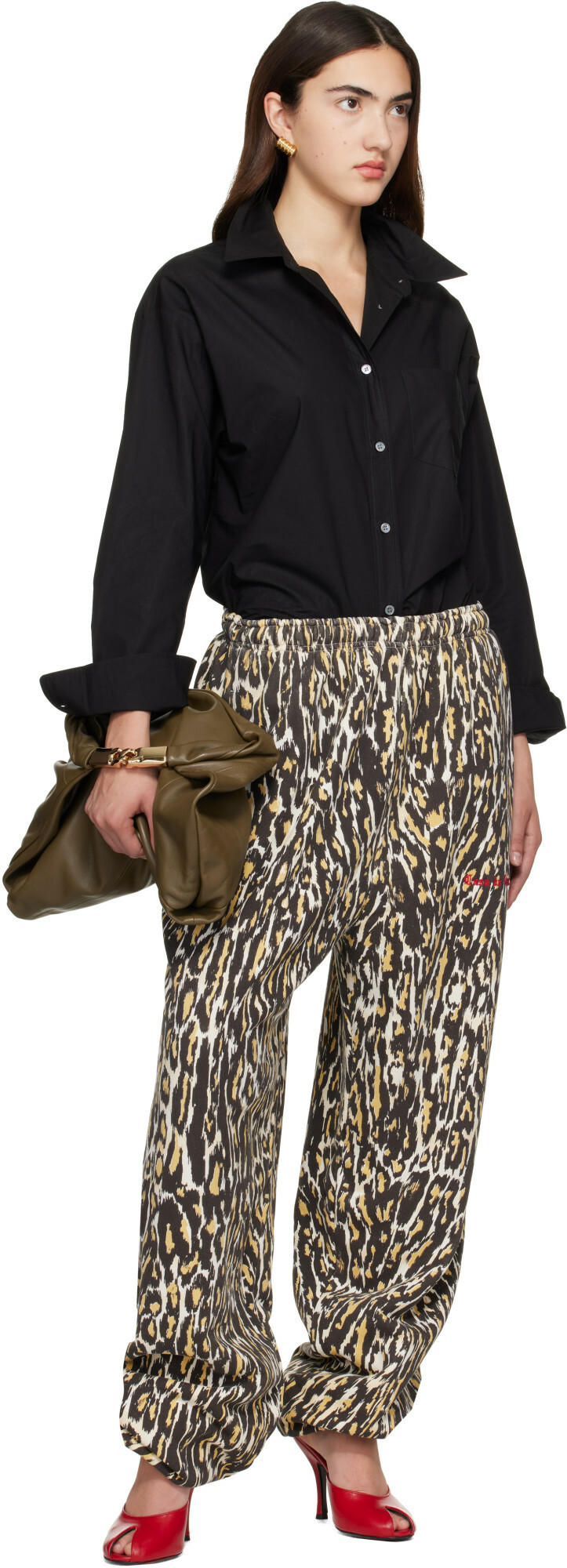 WILLY CHAVARRIA Brown Cheetah Buffalo Sweatpants