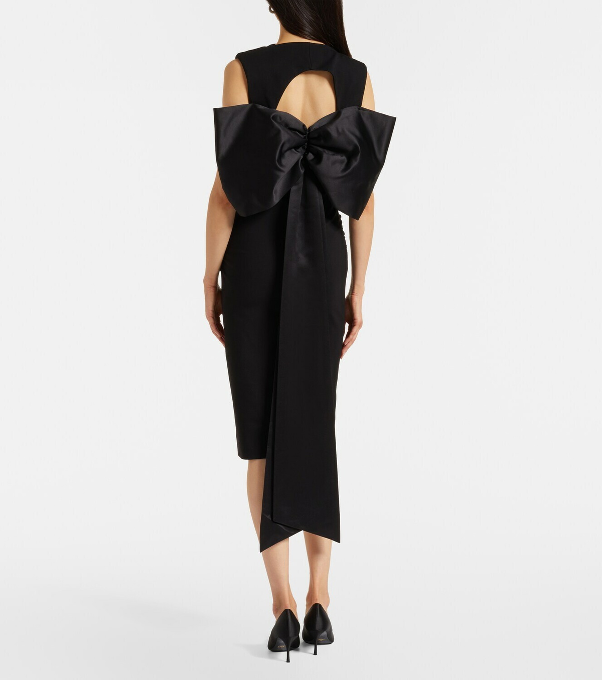 Dorothee Schumacher Bow-detail ruched satin-trimmed midi dress
