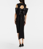 Dorothee Schumacher Bow-detail ruched satin-trimmed midi dress