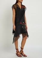 Khaite Merith Floral-print Ruffled Silk Mini Dress Black