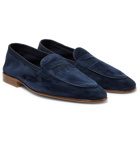 Edward Green - Polperro Leather-Trimmed Suede Penny Loafers - Blue