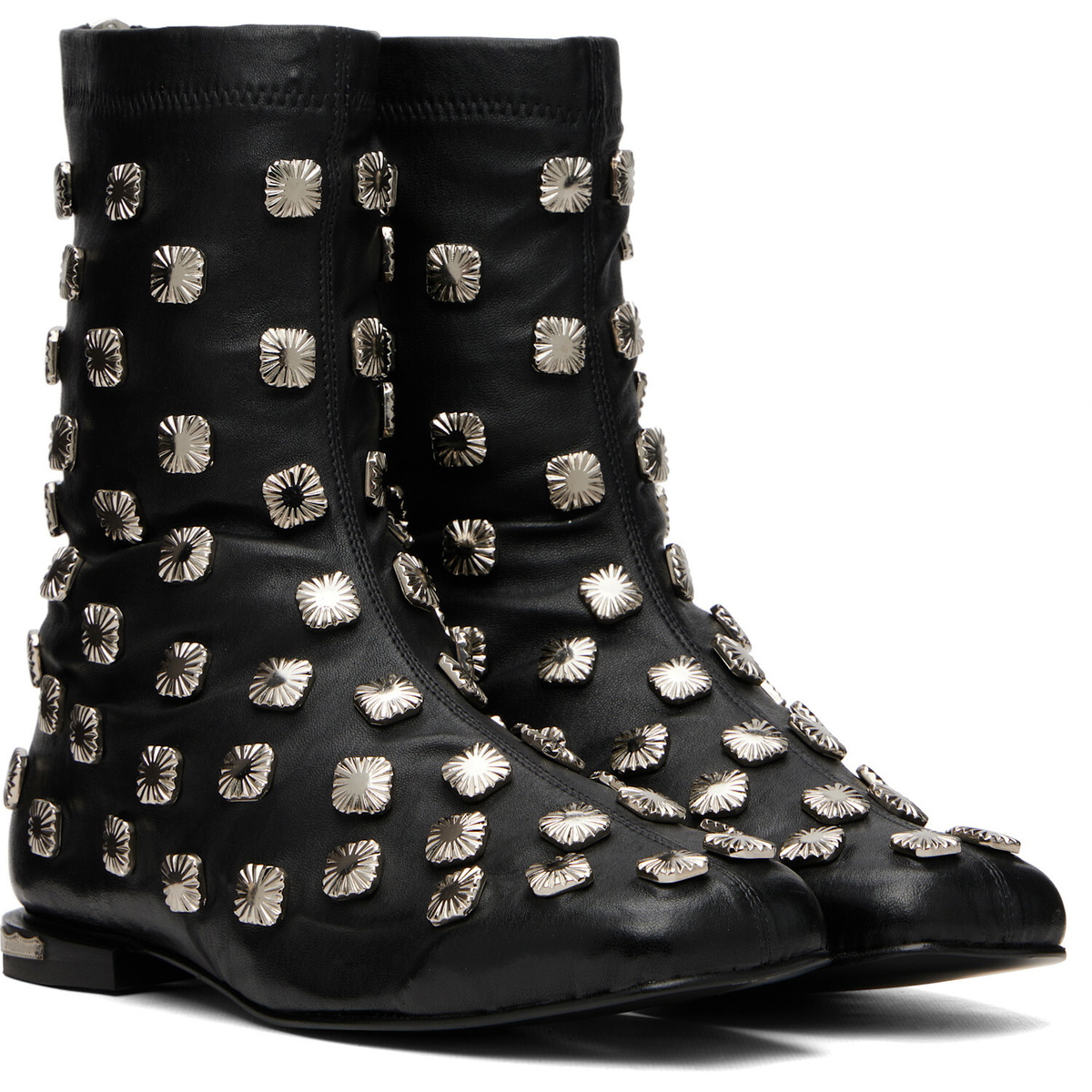 Toga Virilis Black Stretch Leather Chelsea Boots