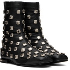Toga Virilis Black Stretch Leather Chelsea Boots