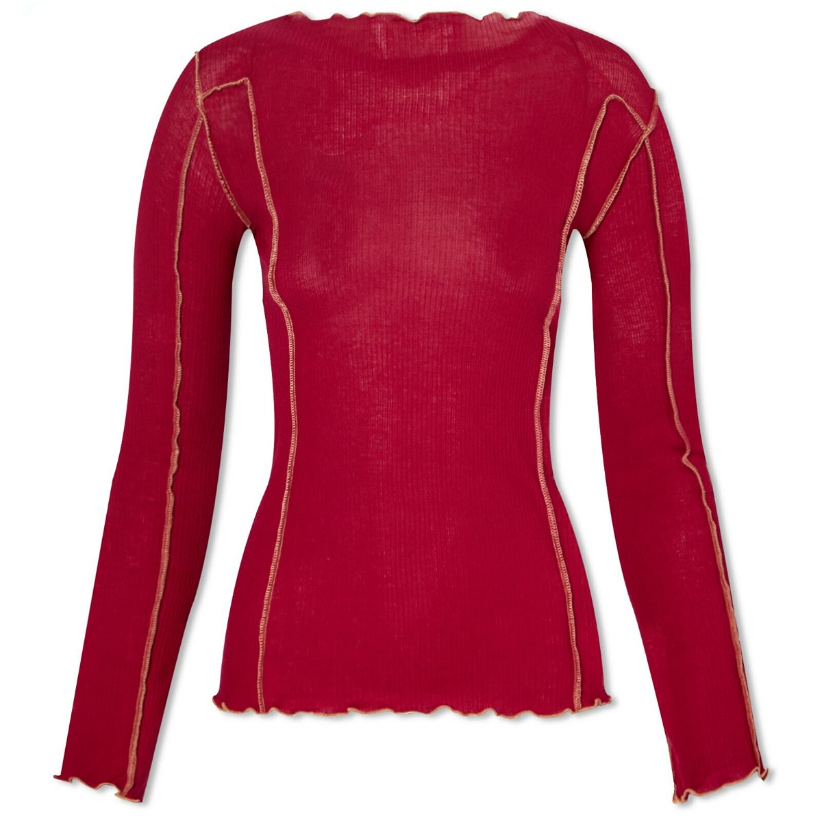 Baserange Women's Long Sleeve Omato T-Shirt in Burned Red Baserange