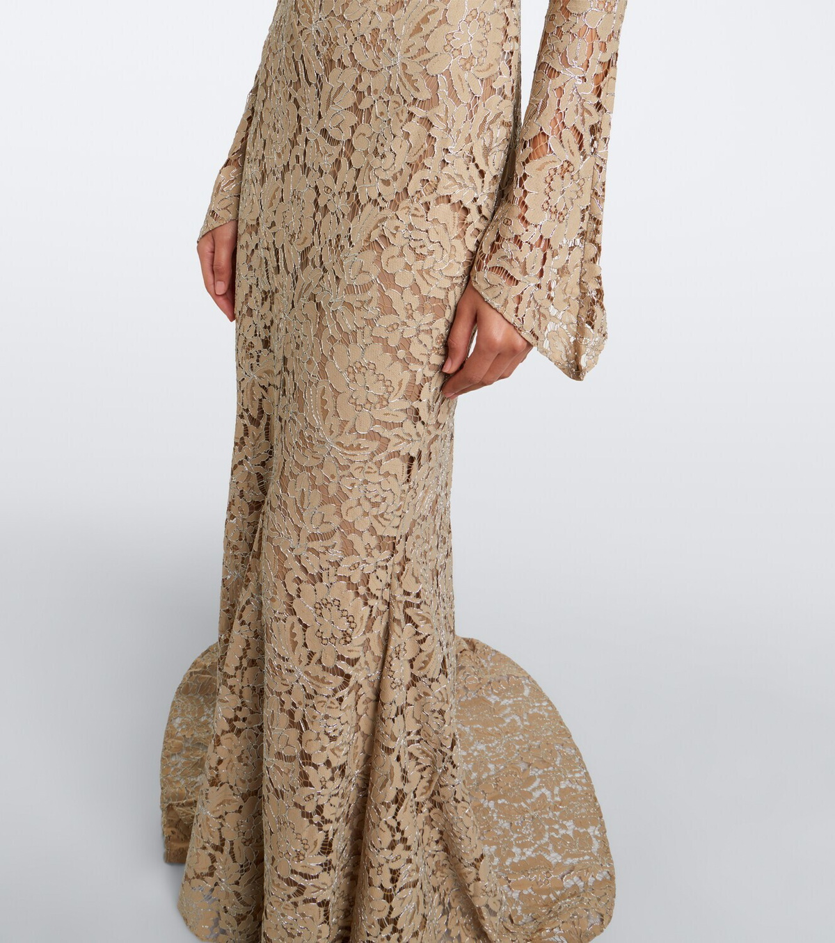 De La Vali Votiva lace lamé gown