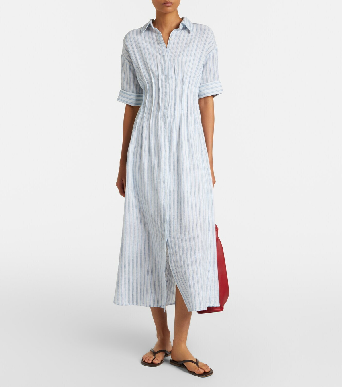 Velvet Saron striped cotton and linen shirt dress