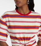 Rabanne Gathered striped cotton-blend T-shirt