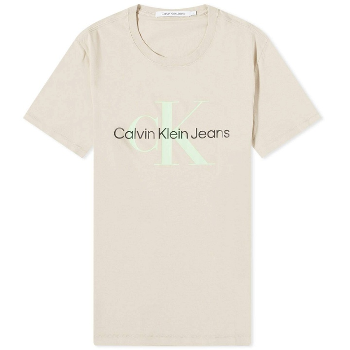Photo: Calvin Klein Men's Seasonal Monologo T-Shirt in Plaza Taupe/Acid Light
