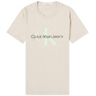 Calvin Klein Men's Seasonal Monologo T-Shirt in Plaza Taupe/Acid Light
