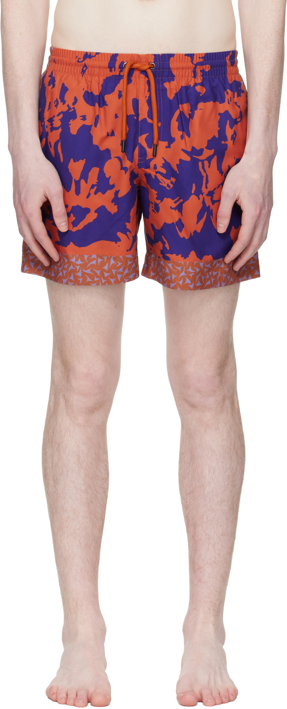 Dries Van Noten Orange & Purple Printed Swim Shorts