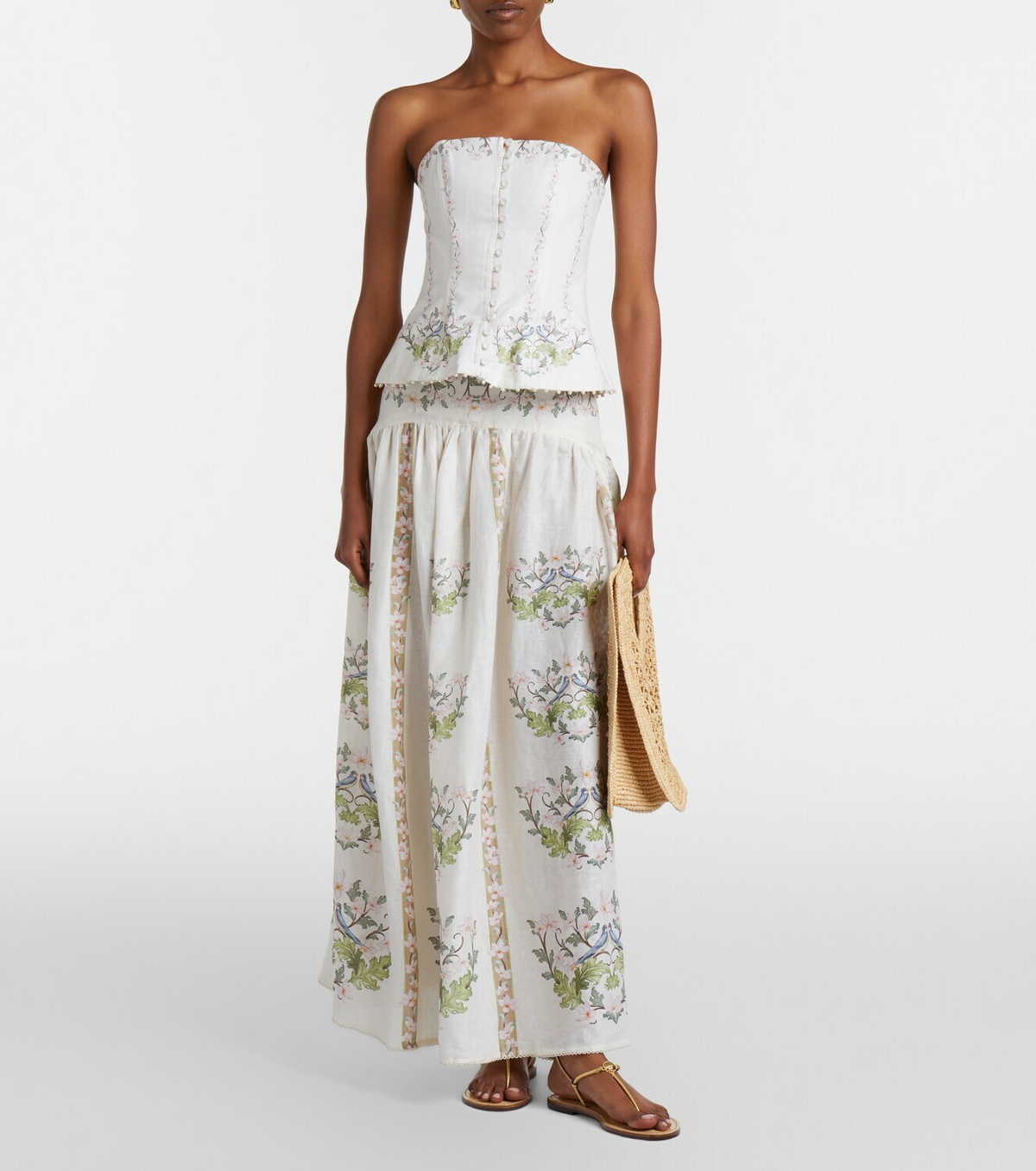 Agua by Agua Bendita Curua floral linen midi skirt