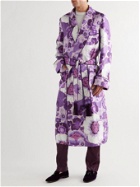 TOM FORD - Tasselled Piped Floral-Print Silk-Twill Robe - Purple