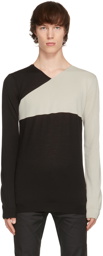 Rick Owens Black & Beige Wool & Cotton V-Neck Sweater