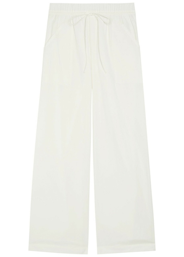 Photo: Vince Double-waist Drawstring Wide-leg Cotton Trousers Off White