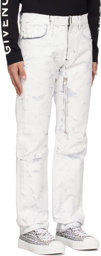 Givenchy White Crackled Zip Jeans