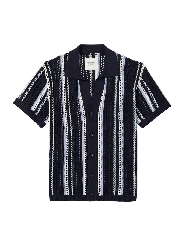 Photo: Frescobol Carioca - Pinto Crocheted Cotton Shirt - Blue