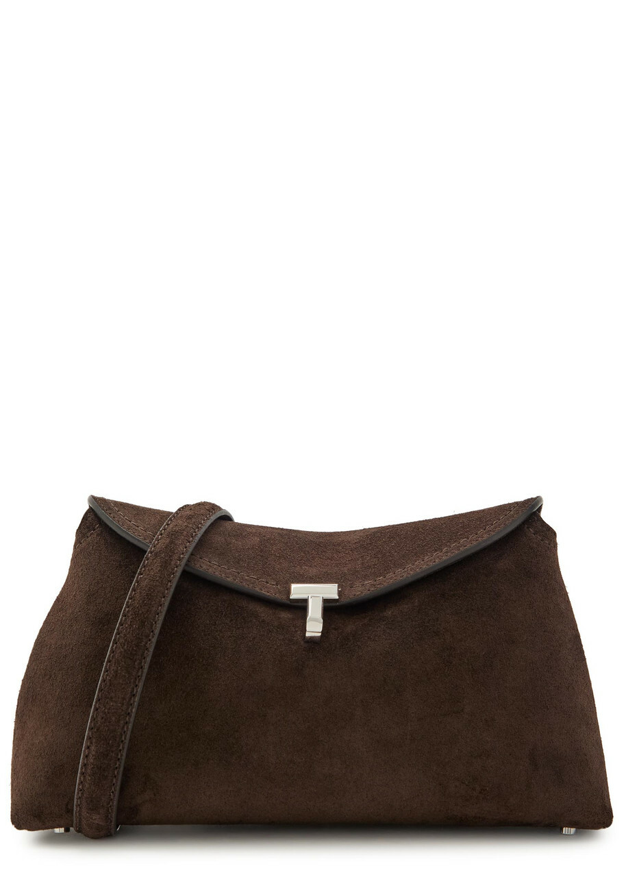 Toteme T-lock Suede Clutch - Brown - One Size
