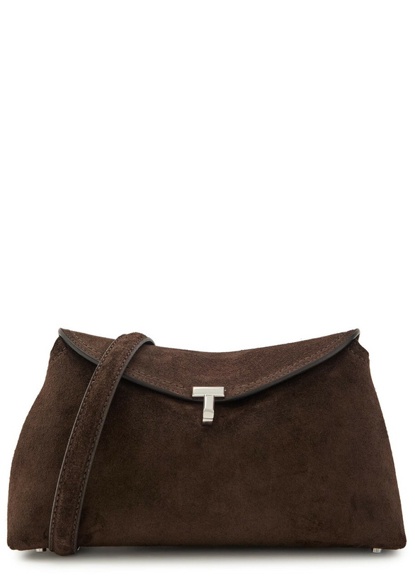 Photo: Toteme T-lock Suede Clutch - Brown - One Size