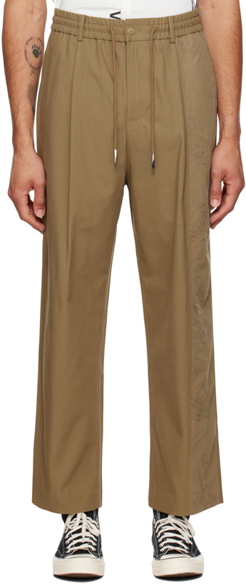 Photo: Feng Chen Wang Brown Embroidered Panel Trousers