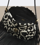 Fendi Croissant fringed calf hair shoulder bag