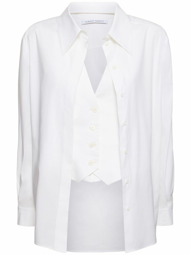 Photo: ALBERTA FERRETTI Stretch Poplin Shirt With Vest