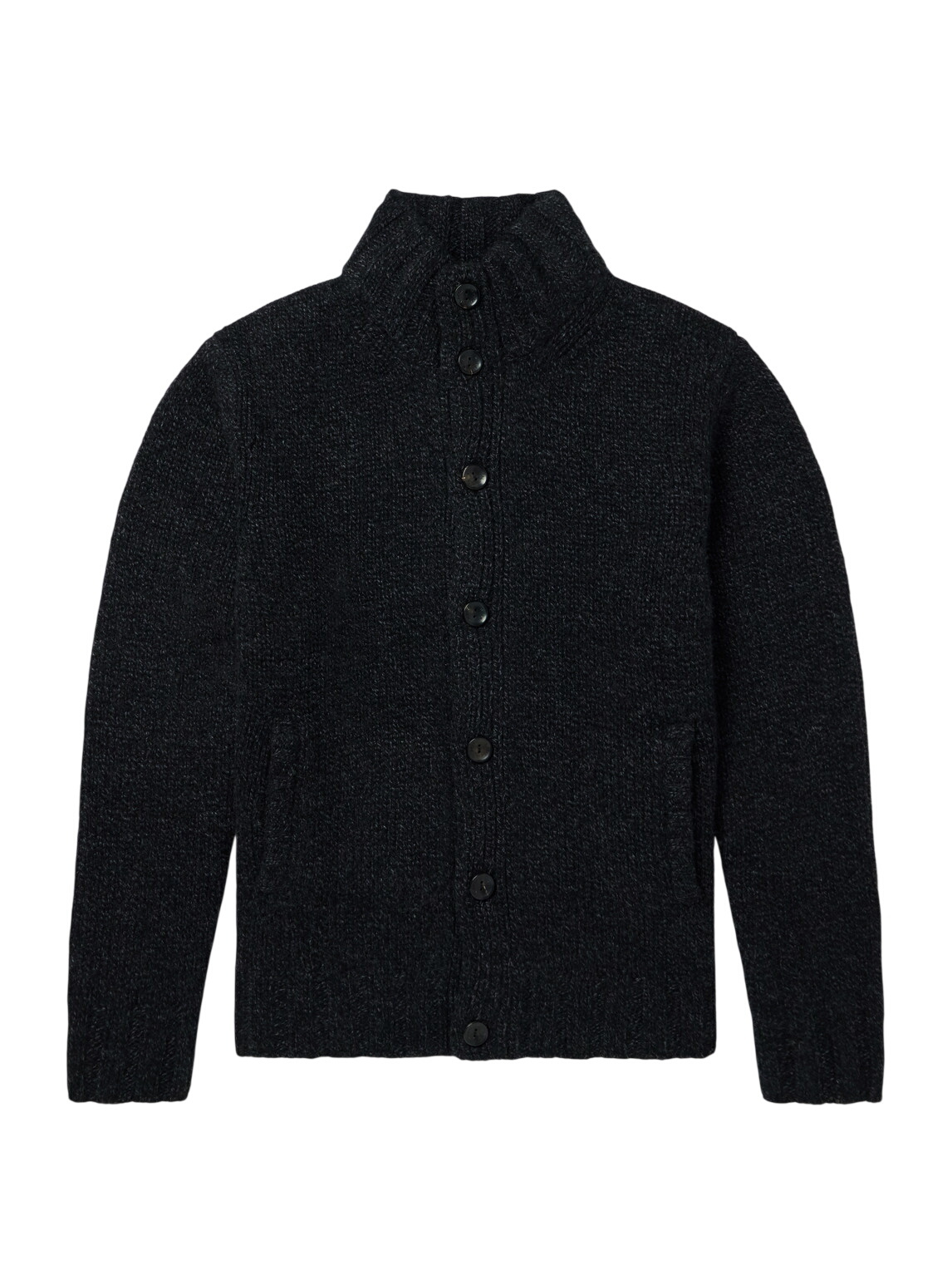 Lad Musician Black Shaggy Knit Long Cardigan Lad Musician