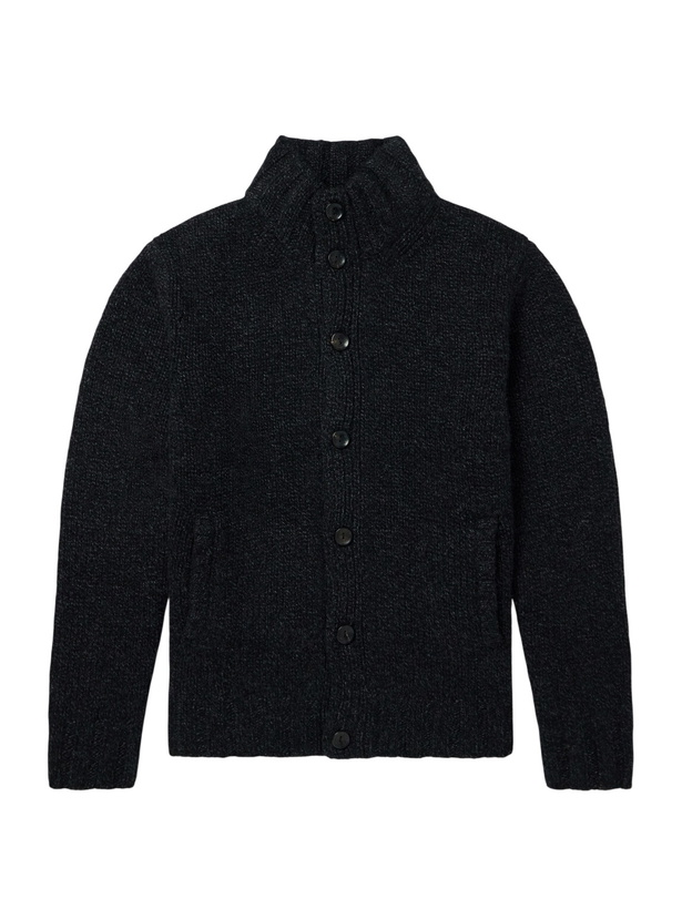 Photo: N.PEAL - Shearling-Trimmed Cashmere Cardigan - Gray