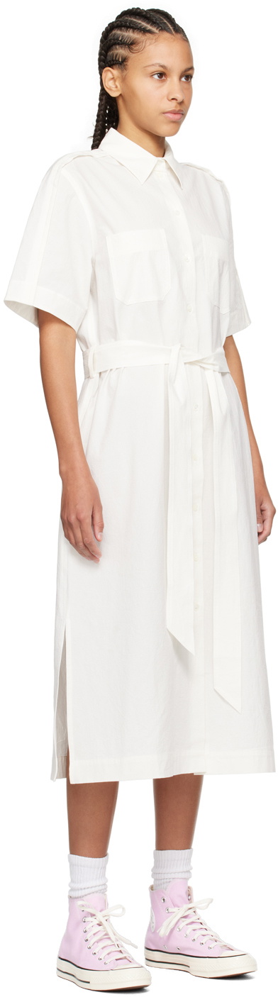 Maison Kitsuné White Crinkled Midi Dress