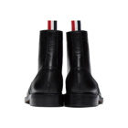 Thom Browne Black Pebble Leather Wingtip Boots